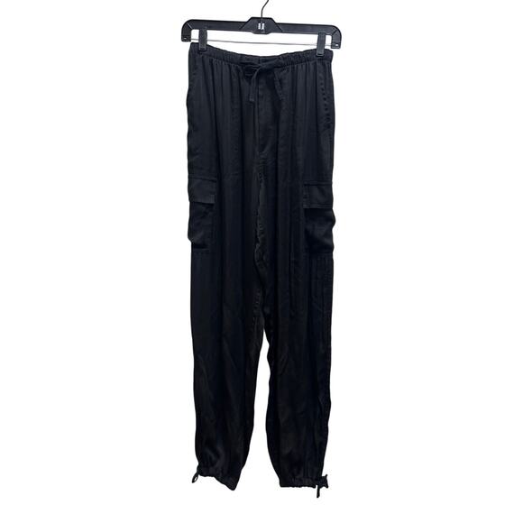 Pink Cargo Black Jogger Pants S Pull On Drawstring Streetwear Chic Casual Boho - Picture 1 of 9